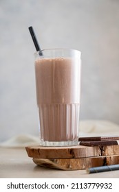 Chocolate Protein Drink In Glass For Nutrients And Energy