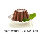 Chocolate pudding with mint leaf
