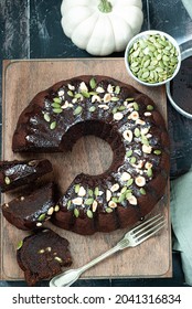 Chocolate Pumpkin Cake With Pumpkin Seeds And Linseed