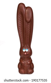 Chocolate Rabbit Isolated On White. Easter Bunny With Long Ears