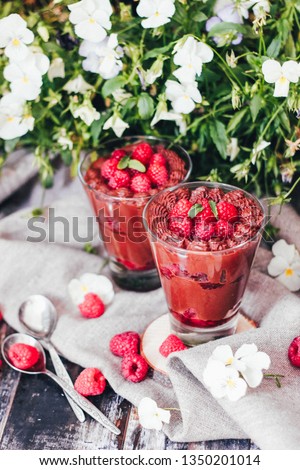 Similar – Foto Bild Frische Erdbeeren im Sieb und Marmelade im Glas