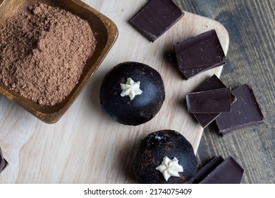 chocolate rum potato cake, a traditional Eastern European dish with cocoa and butter called Potato - Shutterstock ID 2174075409