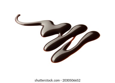 Chocolate Sauce Swirl Isolated On Whited Background. Hot Melted Chocolate. Liquid Choco. Decorative Line