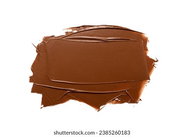 Chocolate Smear Isolated, Melted Chocolate Texture on White Background, Chocolate Sauce Pattern, Cocoa Hazelnut Cream, Liquid Chocolate Paste, Brown Creamy Smear with Copy Space for Text