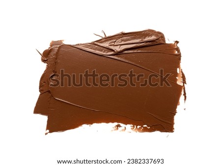 Chocolate Smear Isolated, Melted Chocolate Texture on White Background, Chocolate Sauce Pattern, Cocoa Hazelnut Cream, Liquid Chocolate Paste, Brown Creamy Smear with Copy Space for Text
