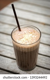 Chocolate Smoothie With Almonds. Peanut Butter, Cocoa, Banana, Milk, Yoghurt & Honey Smoothie