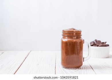 Chocolate Smoothies Milkshake On Wood Background