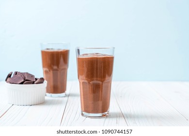 Chocolate Smoothies Milkshake On Wood Background