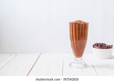 chocolate smoothies milkshake on wood background