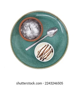 Chocolate Souffle with ice cream isolated on white - Shutterstock ID 2243246505