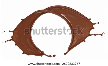 Chocolate splash in circle shape . isolated on white background 