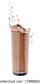 Chocolate splash in glass, food and drink illustration,abstract swirl background,  isolated 3d rendering - Shutterstock ID 1788888224