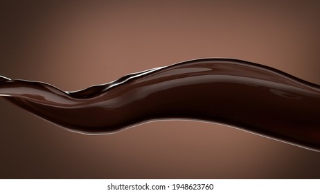chocolate splash wavy shape, isolated on brown background
