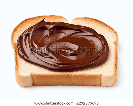 Chocolate spread on toast isolated on white background. Top view.