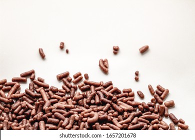 Chocolate Sprinkles Background ( Chocolate Granulado ), Sweet Food, Candy. Ingredient Used To Make Brigadeiro Cake, Pot Cake And Chocolate Sweets.
