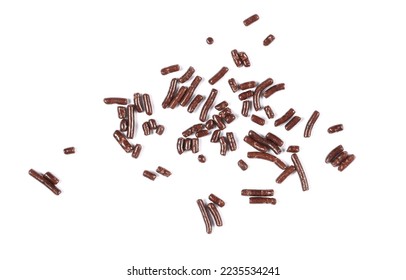 Chocolate sprinkles pile, granules isolated on white, top view  - Powered by Shutterstock