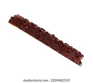 Chocolate Stick Bar Covered Cakes With Crushed Nuts Isolated On White Background Clipping Path