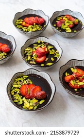 Chocolate StrawBerry Parfait Pudding With Pistachio. Ready To Eat.
