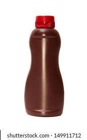 Chocolate Syrup Bottle On A White Background