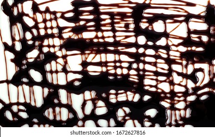 Chocolate Syrup Drizzle Over White Background