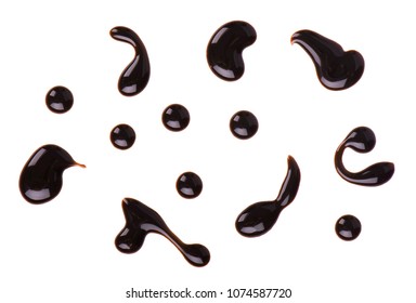 Chocolate Syrup Drop Isolated On White Background. Top View