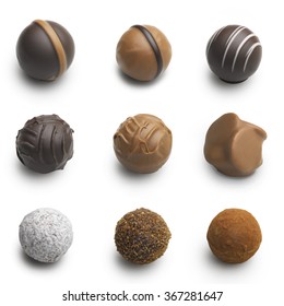 Chocolate Truffles Assortment Isolated On White 