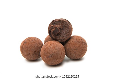 Chocolate Truffles Isolated On White Background