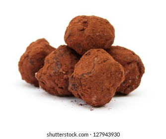 Chocolate Truffles Isolated On White Background