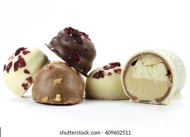 Chocolate Truffles Isolated On White Background