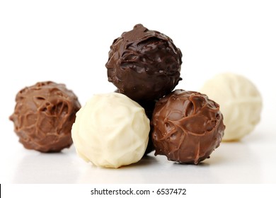 Chocolate Truffles On White