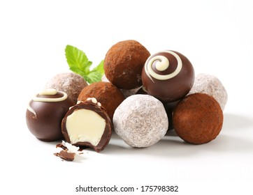 Chocolate Truffles On White Plate