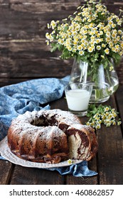 Chocolate And Vanilla Cake With Cold Milk 