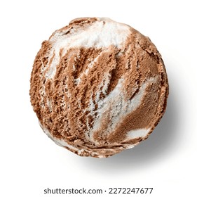 chocolate and vanilla ice cream ball isolated on white background, top view - Powered by Shutterstock