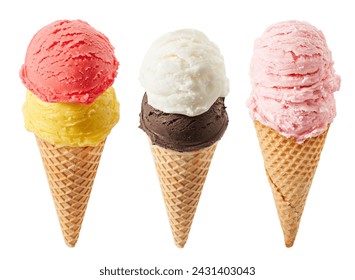 chocolate and vanilla ice cream with cone isolated on white - Powered by Shutterstock