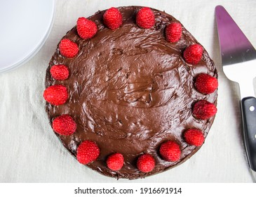 Chocolate Walnut Torte Dressed In Raspberries