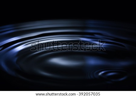 Chocolate waves in darkness. Abstract dark blue liquid reflections, riples and form. soft focus, copy space