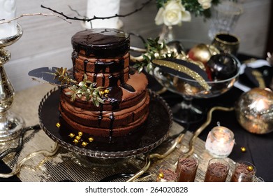 Chocolate Wedding Cake On A Platter