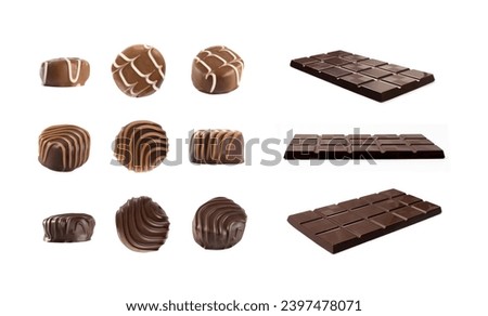 Chocolates Isolated on White Background with Clipping Path