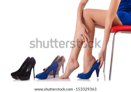 Choice of woman shoes on white