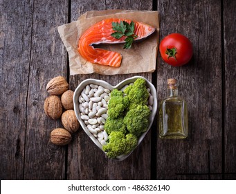 Cholesterol diet, healthy food for heart. Selective focus