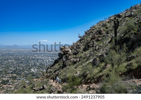 Cholla Trail trail down from Camelback Mountain in Phoenix, Arizona with gentle ascent 