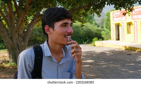 Chomun, Rajasthan, India - September 2022: A Boy Looking To The Right 