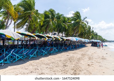 Chon Buri/Thailand - Feb 17, 2020: Bangsaen Beach In Thailand Is A Beach Town Along The Eastern Gulf Coast Of Thailand.