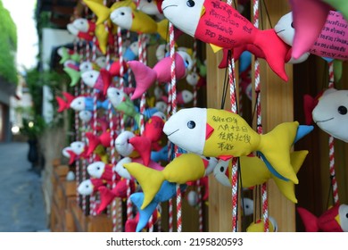 Chonburi, Thailand - August 28, 2022: Kukuri Fish Style EMA At Sriracha Shinto Shrine (the Japanese Temple Of The Main Deity 