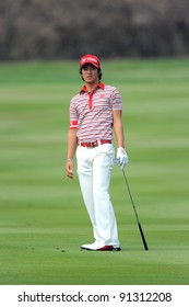 CHONBURI, THAILAND - DECEMBER 15:Ryo Ishikawa of Japan plays a shot during day one of the Thailand Golf Championship at Amata Spring Country Club on December 15, 2011 in Chonburi, Thailand.