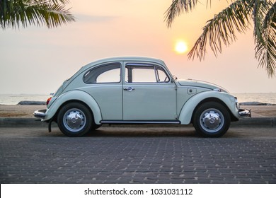 CHONBURI, THAILAND - March 10, 2017: The 1964 Volkswagen Beetle parking at the seaside on street.