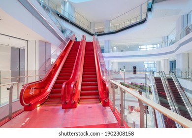 Chongqing, China - January 23, 2021: Elevator Of Jinsha Tianjie Shopping Center, Shapingba District, Chongqing