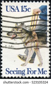 CHONGQING, CHINA - May 9, 2014:A Stamp Printed In The USA Shows Guide Dog, Seeing For Me, Circa 1979