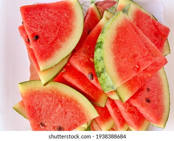 Choose A Focal Point, The Red Ripe Watermelon That Has Been Sliced, Ready To Eat.