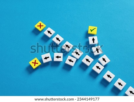 Choosing the right path or making the right decision that leads to success. Choosing the correct way among alternative options.